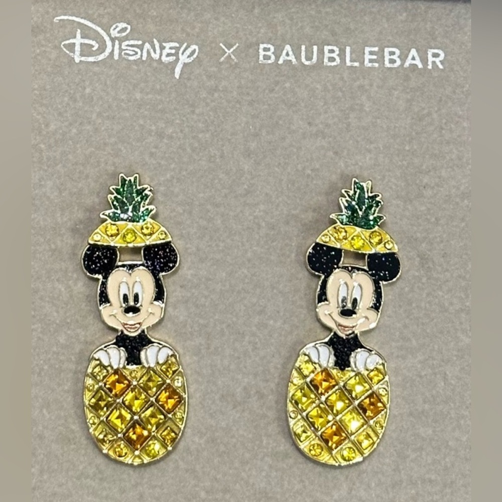 Disney X Baublebar Mickey Mouse in a Pineapple Summer Sparkling Dangle Earrings